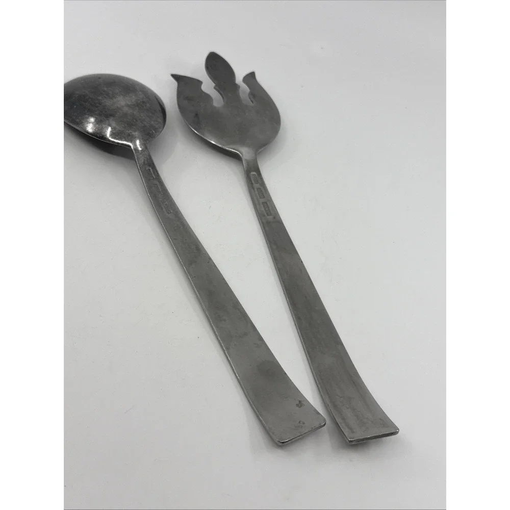 NASCO Japan Large Salad Fork & Spoon Set Serving Stainless  11.5